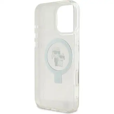 Karl Lagerfeld Ringstand Karl and Choupette MagSafe kryt iPhone 16 Pro Max biely