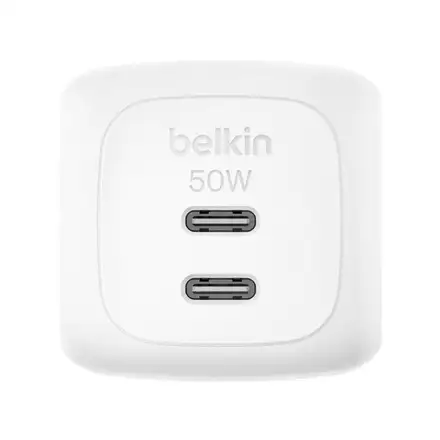 Belkin Boost Charge Pro Dual USB-C GaN Wall Charger 50W - White