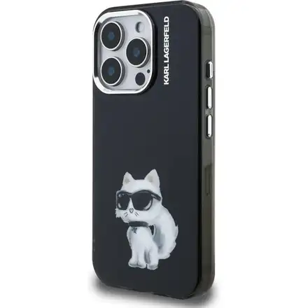 Karl Lagerfeld IML Aquarelle Choupette kryt iPhone 15 Pro čierny