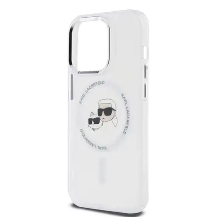 Karl Lagerfeld IML K&CH Heads Metal Frame MagSafe kryt iPhone 15 Pro priehľadná