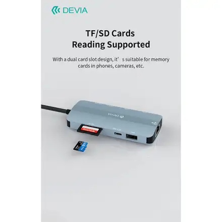 Devia USB-C Hub Leopard Series 9-in-1 EC704 - Deep Gray