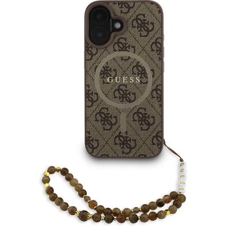 Guess PU Leather 4G Colored Ring Strap MagSafe kryt iPhone 16 hnedý
