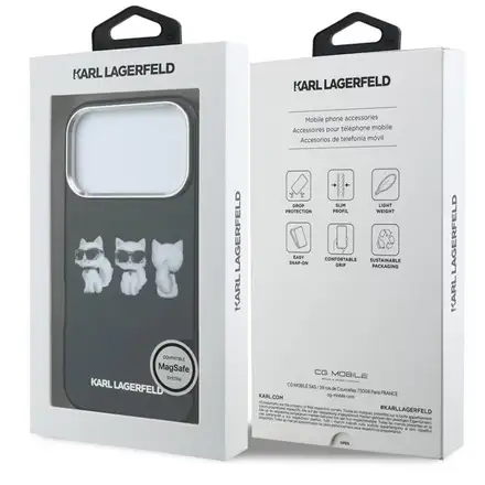 Karl Lagerfeld IML Choupette Trio Watercolor MagSafe kryt iPhone 17 Pro Max čierny
