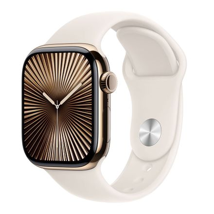 Apple Watch Series 10 GPS + Cellular 46mm Zlatý titán s hviezdne bielym športovým remienkom - S/M