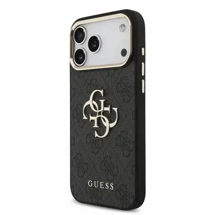Guess PU 4G Metal Logo Strap kryt iPhone 18 Pro Max čierny