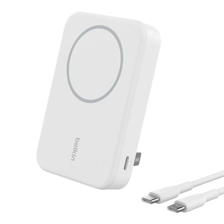 Belkin Boost Charge Pro Magnetic Power Bank with Qi2 10K + Stand - White