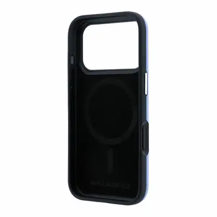 Karl Lagerfeld PU Grained Semi Wrap K&CH Heads Magsafe kryt iPhone 18 Pro modrý