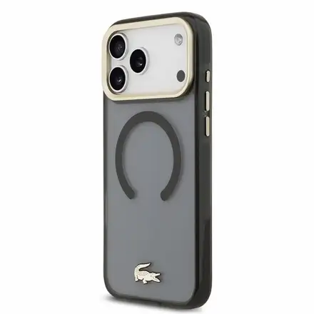 Lacoste PC/TPU Frosted Finish Gold Logo MagSafe kryt iPhone 18 Pro Max čierny