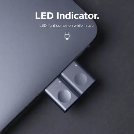 ELAGO Mini USB-C to USB 3.0 Aluminium Adapter with LED - Silver