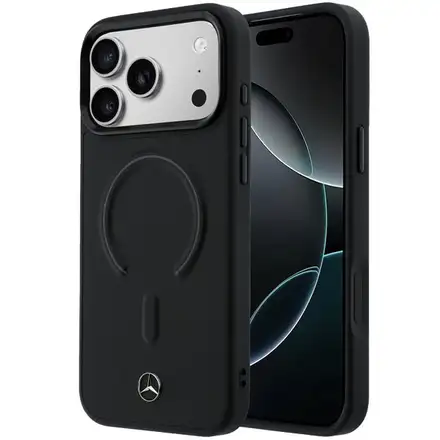 Mercedes PU Leather 3D MagSafe Zadný Kryt pre iPhone 17 Pro Max čierny