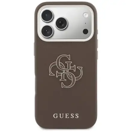 Guess PU Resin Logo kryt iPhone 17 Pro Max hnedý