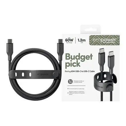 PanzerGlass kábel EMPOWER Racing USB-C to USB-C 1.2m 60W - Black