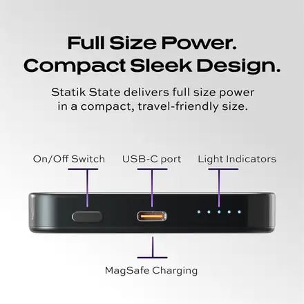 KeySmart Statik State Power Bank - magnetická s USB-C výstupom, 5000mAh, MagSafe