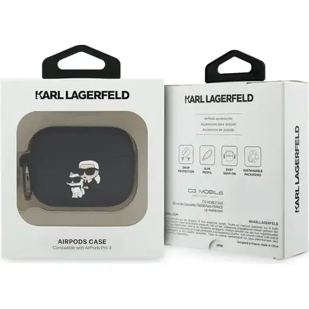 Karl Lagerfeld 3D Logo NFT Karl and Choupette Silikonové Púzdro pre AirPods 3 Pro čierne