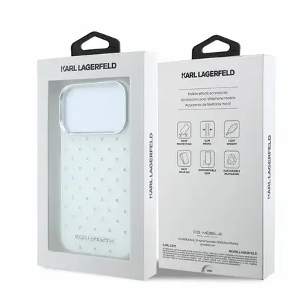 Karl Lagerfeld IML Rhinestones Allover kryt iPhone 18 Pro biely