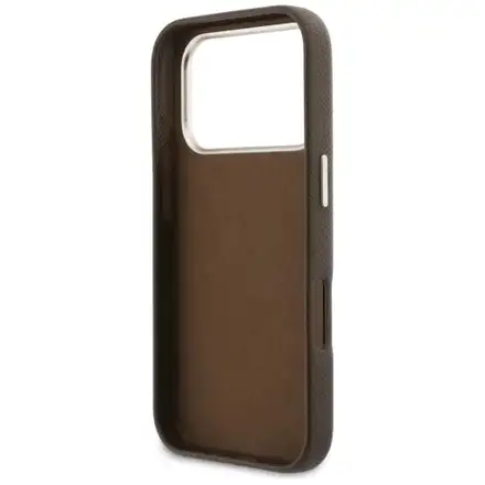 Guess PU Resin Logo kryt iPhone 17 Pro hnedý