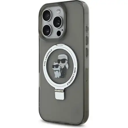 Karl Lagerfeld Ringstand Karl and Choupette MagSafe kryt iPhone 16 Pro Max čierny