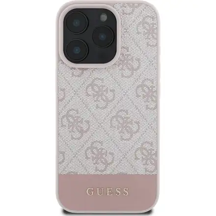 Guess PU 4G Stripe kryt iPhone 16 Pro ružový