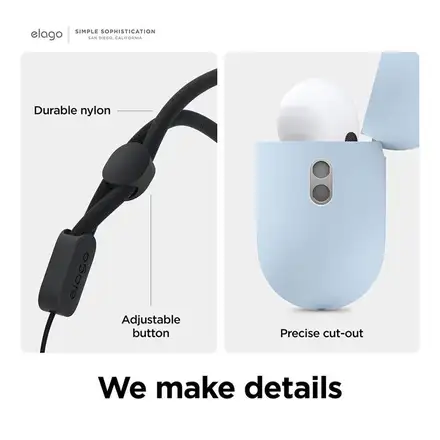 Elago Airpods Pro 2 Liquid Hybrid Case with Nylon Lanyard - White