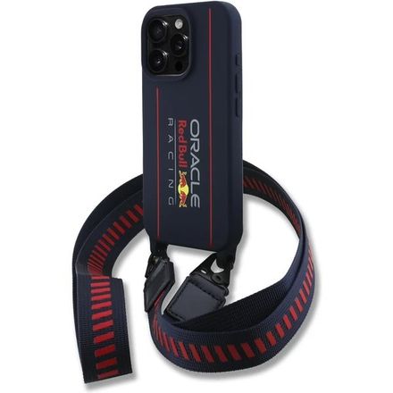 Red Bull Silicone Vertical Logo MagSafe Zadný Kryt + Crossbody popruh pre iPhone 16 Pro Max modrý