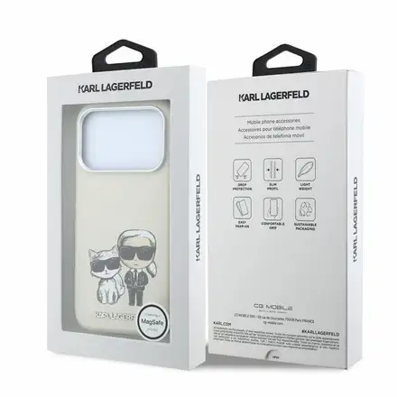 Karl Lagerfeld PU Semi Wrap Smooth Sketch Bodies Magsafe kryt iPhone 18 Pro bežový