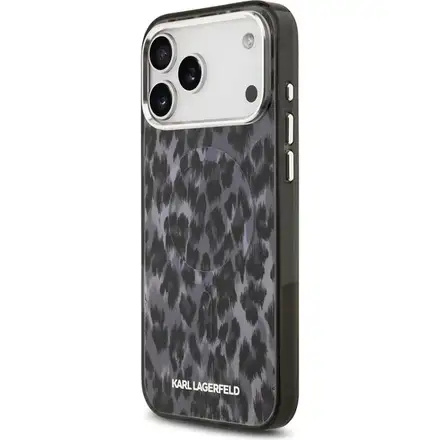 Karl Lagerfeld IML Leopard MagSafe kryt iPhone 17 Pro šedá