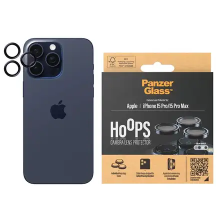 PanzerGlass ochranné sklo Hoops pre iPhone 15 Pro/15 Pro Max - Blue Metal