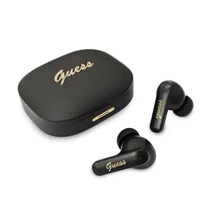 Guess PU Metal Logo TWS Bezdrôtové Slúchadlá čierne
