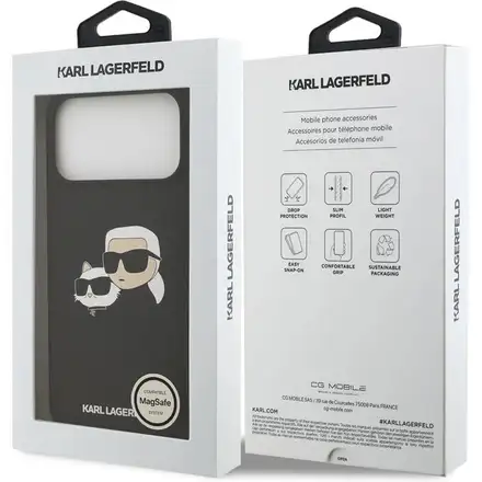 Karl Lagerfeld Liquid Silicone Double Heads MagSafe kryt iPhone 17 Pro čierny