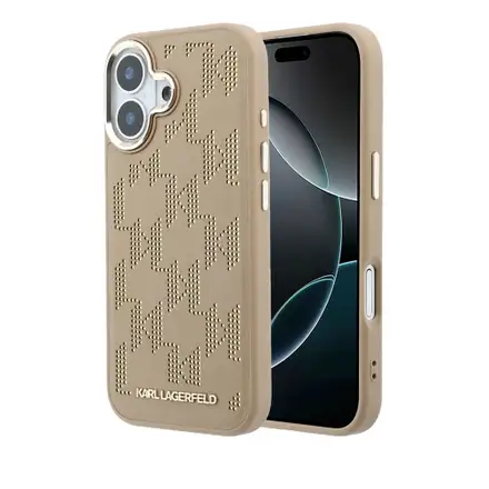 Karl Lagerfeld PU Perforated Monogram MagSafe MagSafe kryt iPhone 17 hnedý