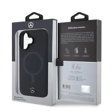 Mercedes Smooth Leather MagSafe Zadný Kryt pre iPhone 16 Plus čierny