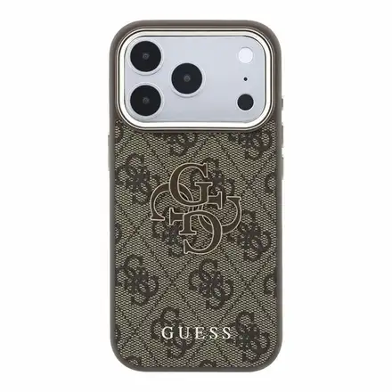 Guess PU Leather 4G Gold Frame MagSafe kryt iPhone 18 Pro čierny
