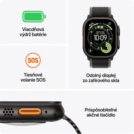 Apple Watch Ultra 3 GPS + Cellular 49mm Prírodný titán s modrým trailovým ťahom - M/L *Rozbalený*