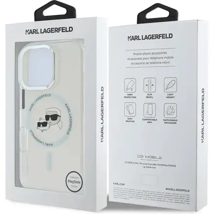 Karl Lagerfeld IML K&CH Heads Metal Frame MagSafe MagSafe kryt iPhone 16 Pro Max priehľadná