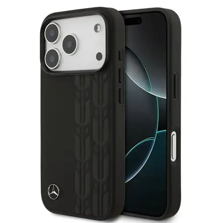 Mercedes Leather Laurel Leaves MagSafe Zadný Kryt pre iPhone 17 Pro čierny