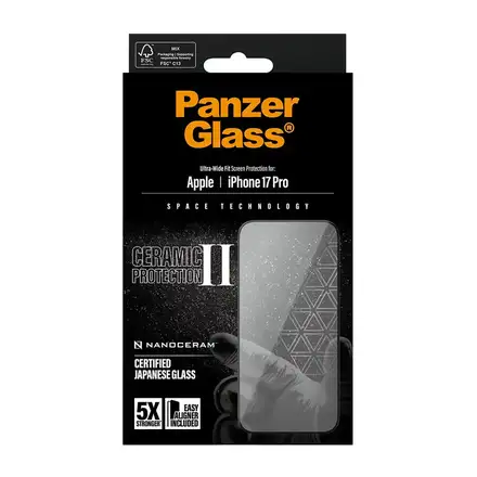 PanzerGlass ochranné sklo UWF Ceramic II pre iPhone 17 Pro - Black Frame