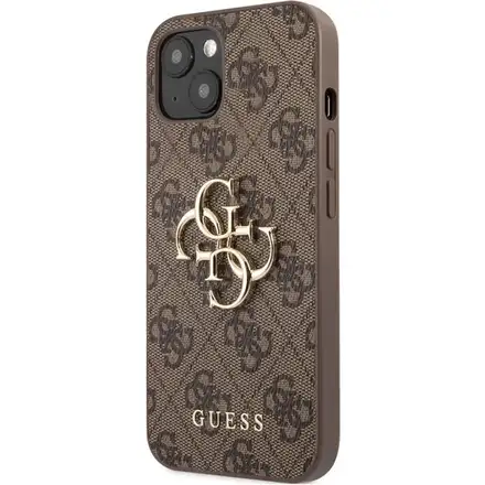 Guess PU 4G Metal Logo kryt iPhone 13 hnedý