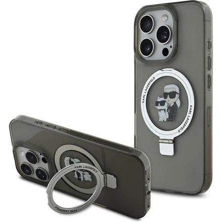 Karl Lagerfeld Ringstand Karl and Choupette MagSafe kryt iPhone 16 Pro Max čierny