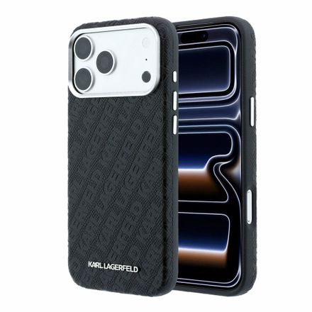 Karl Lagerfeld PU Grained Allover Semi Wrap Magsafe kryt iPhone 18 Pro Max čierna