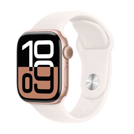 Apple Watch Series 10 GPS + Cellular 42mm Rose Gold Aluminium Case with Light Blush Sport Band - M/L