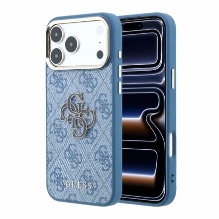 Guess PU 4G Resin Metal Logo kryt iPhone 18 Pro Max modrý