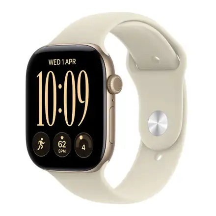 Apple Watch Series 12 GPS + Cellular 46mm Light Gold Aluminium Case with Sand Sport Band - M/L