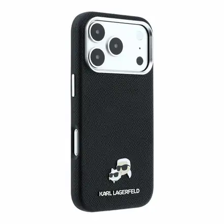 Karl Lagerfeld PU Grained Semi Wrap K&CH Heads Magsafe kryt iPhone 18 Pro Max čierny