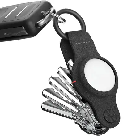 KeySmart Air s púzdrom pre AirTag - vegan koža čierna