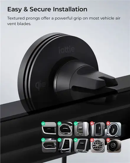 iOttie Velox Mini Qi2 Wireless Air Vent Mount - Black