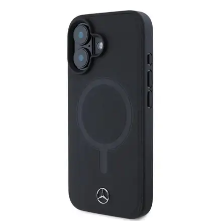 Mercedes Smooth Leather MagSafe Zadný Kryt pre iPhone 16 Plus čierny