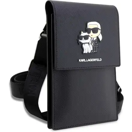 Karl Lagerfeld Saffiano Metal Logo NFT Taška na Telefón čierna
