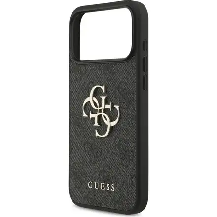 Guess PU 4G Metal Logo Strap kryt iPhone 17 Pro Max čierny