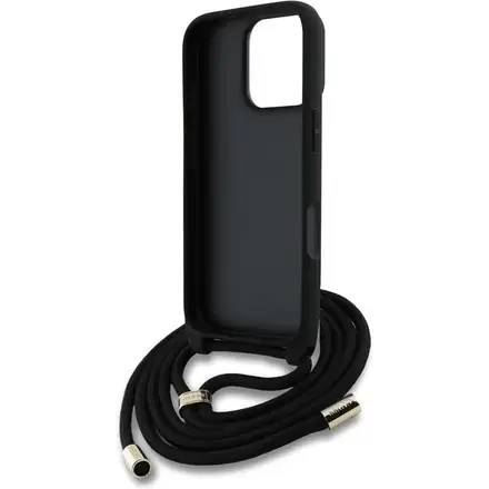 Guess PU 4G Metal Logo Crossbody Popruh kryt iPhone 16 Pro Max ružový
