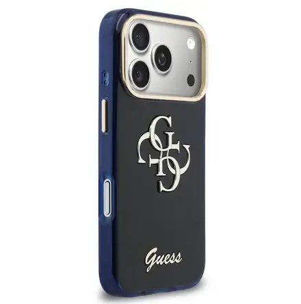 Guess IML 4G Script Metal Logo kryt iPhone 17 Pro modrý
